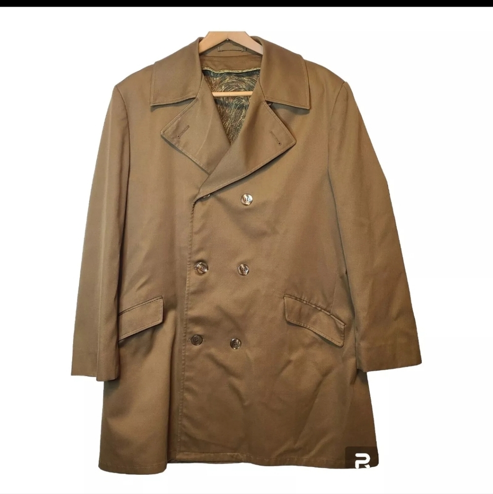 Alligator Galecoat Mens Size 42R Coat Brown Daoron Double Breast Scotchgard